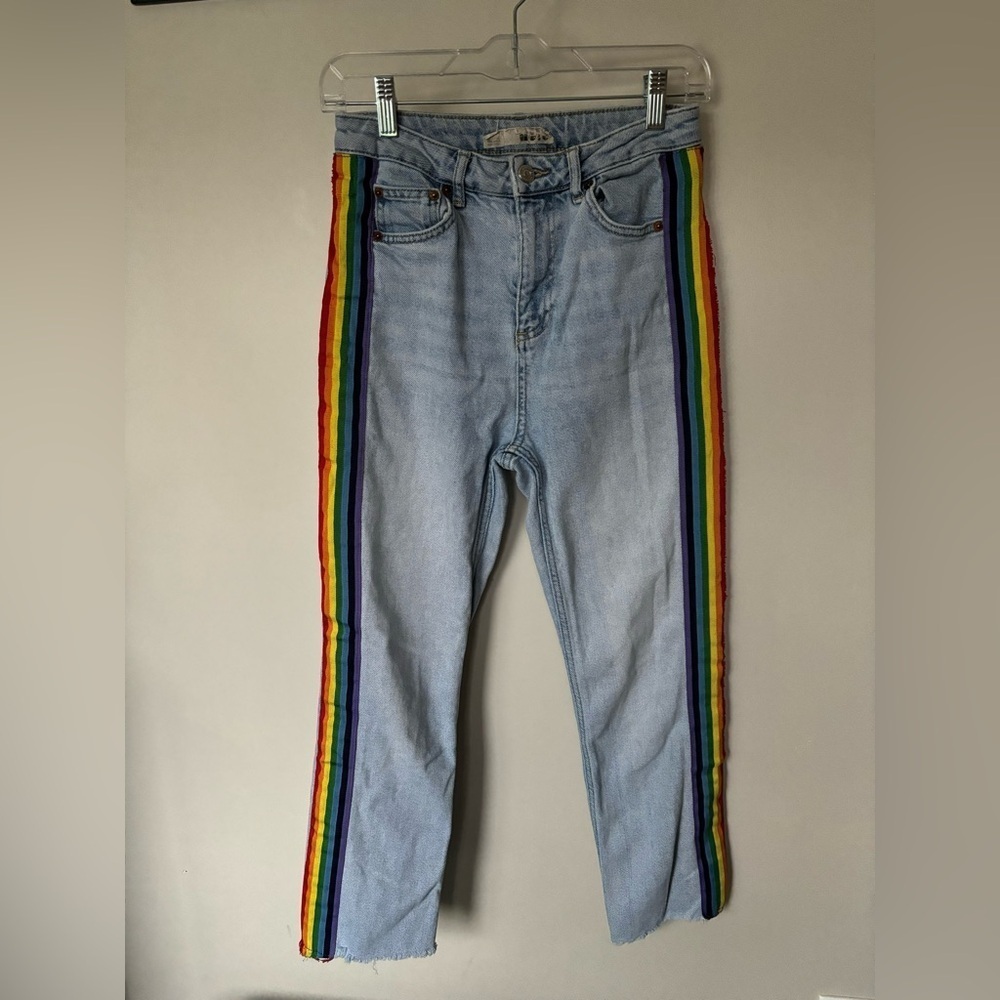 TopShop Rainbow High Rise Jeans - (altered) - Waist 28 Inseam 23.